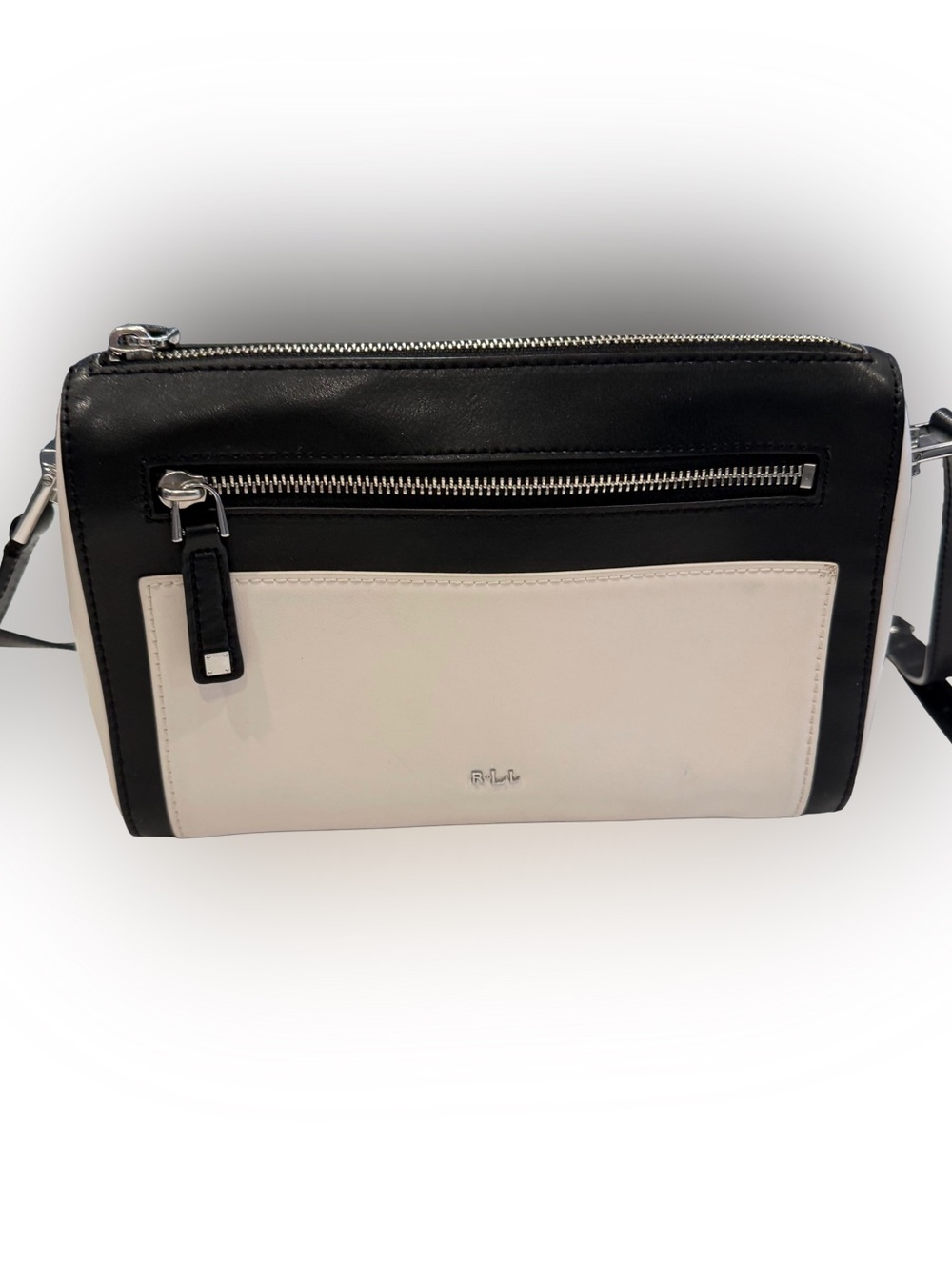 Lauren Ralph Lauren Women’s Leather Crossbody Bag Ivory & Black EUC